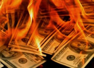burning dollar