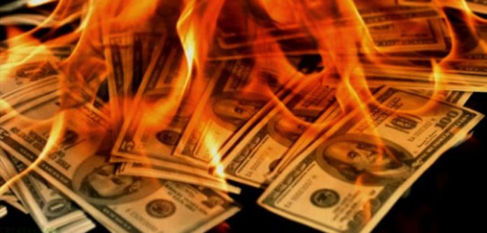 burning dollar