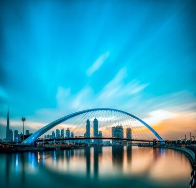 Morning view of Dubai water canal