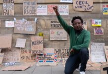 Simukai Chigudu at a protest in Oxford in June last year