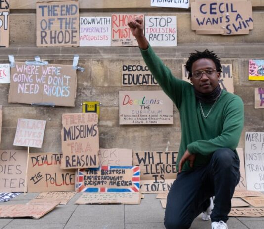 Simukai Chigudu at a protest in Oxford in June last year