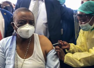 Vice President Constantino Chiwenga gets the first-ever COVID-19 vaccine as Zimbabwe launched its vaccination programme against the virus