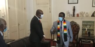 Former MDC officials and founding member Obert Gutu and James Makore meet President Mnangagwa at State House after dumping the opposition movement to join the ruling Zanu-PF