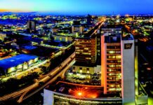 An aerial view of the CBD of Lusaka