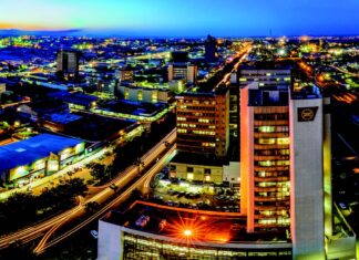 An aerial view of the CBD of Lusaka