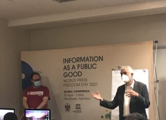 Prof. Berger and Mr. Guilherme Canela De Souza Godoi (in red t-shirt) Chief, Freedom of Expression and Safety of Journalists Section at UNESCO