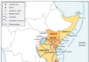 Indicative overview of sea- and land-based heroin routes across the eastern African coastal states