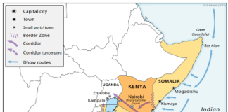 Indicative overview of sea- and land-based heroin routes across the eastern African coastal states