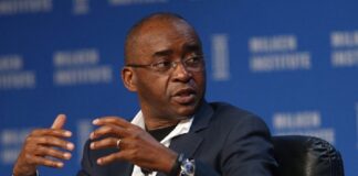 Strive Masiyiwa, founder and chairman of Econet Wireless Global Ltd., speaks during the annual Milken Institute Global Conference in Beverly Hills , California, U.S., on Monday, May 2, 2016. The conference gathers attendees to explore solutions to today's most pressing challenges in financial markets, industry sectors, health, government and education. Photographer: Patrick T. Fallon/Bloomberg via Getty Images