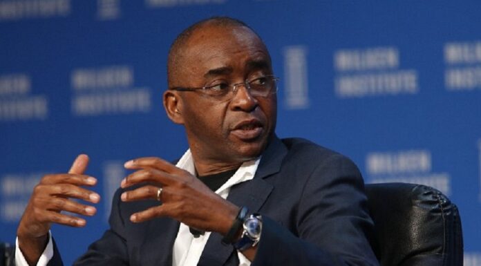 Strive Masiyiwa, founder and chairman of Econet Wireless Global Ltd., speaks during the annual Milken Institute Global Conference in Beverly Hills , California, U.S., on Monday, May 2, 2016. The conference gathers attendees to explore solutions to today's most pressing challenges in financial markets, industry sectors, health, government and education. Photographer: Patrick T. Fallon/Bloomberg via Getty Images