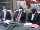 Advocate Thabani Mpofu flanked lawyer Tendai Biti and Dr Musa Kika during a press conference in Harare