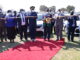 President Mnangagwa commissions the latest ZRP vehicle fleet while Commissioner General Godwin Matanga and some senior government officials look on