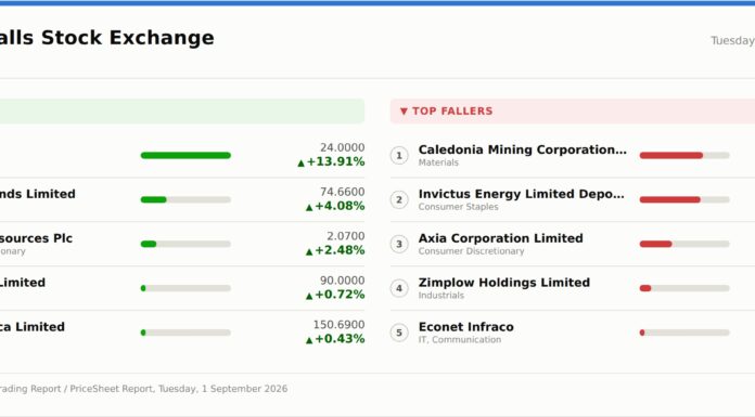 CBZ Holdings, ZSE Holdings lead ZSE higher; Caledonia Mining reverses earlier surge on VFEX